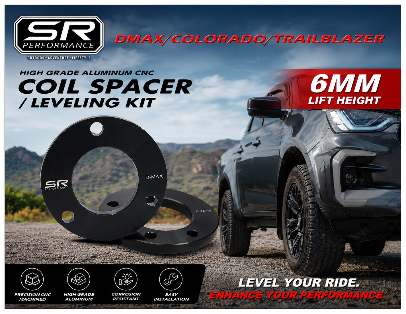 COIL SPACER LEVELING KIT 6MM (FRONT) DMAX 2012/COLORADO 2012/TRAILBLAZER